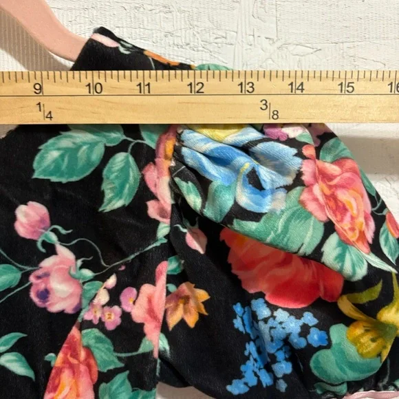 VTG Amy Byer Colorful Floral Puff Sleeve Fit and Flare Dress Velvet Sz 8 Girls - Picture 6 of 11